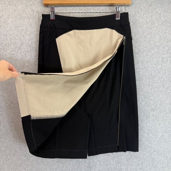 Renuar Womens Black Cream Colorblock Pencil Skirt‎ Classic Knee Length Size 2 - Picture 6 of 14
